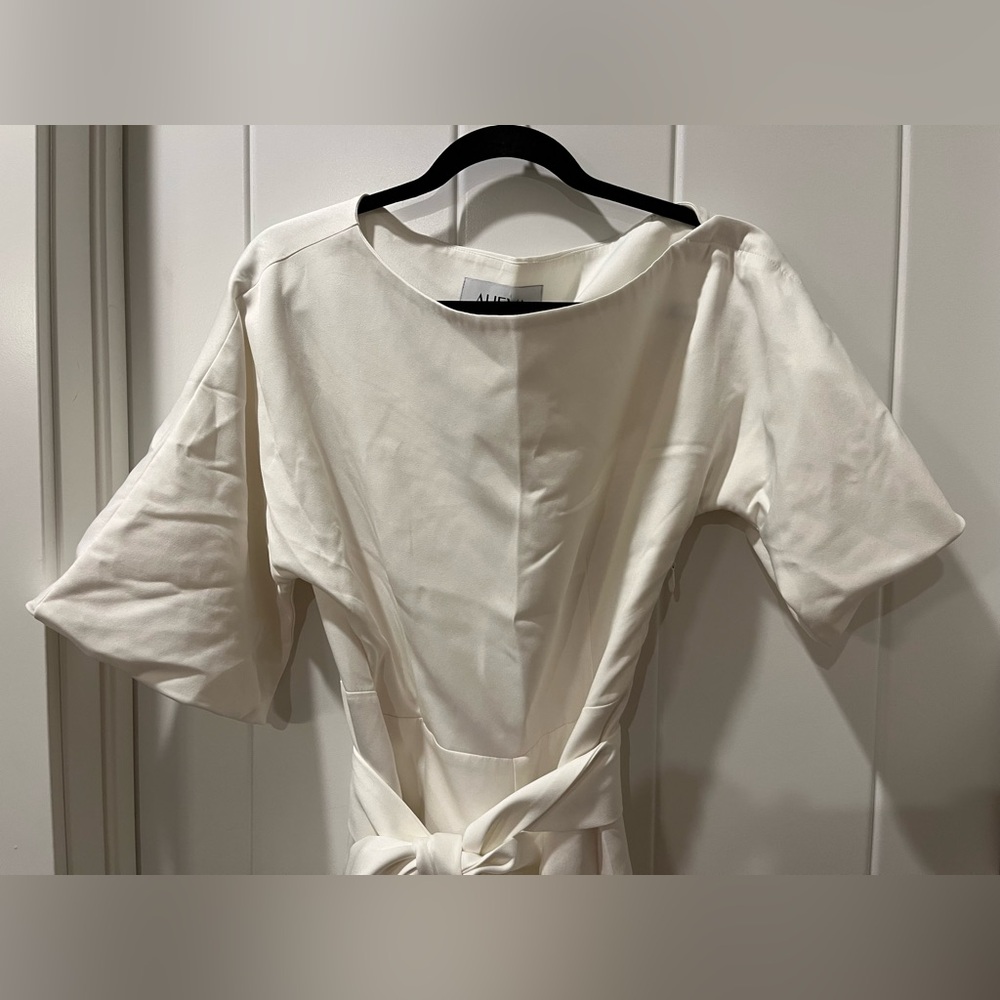 Ana Off-Shoulder Belted Jumpsuit in White - Picture 8 of 15